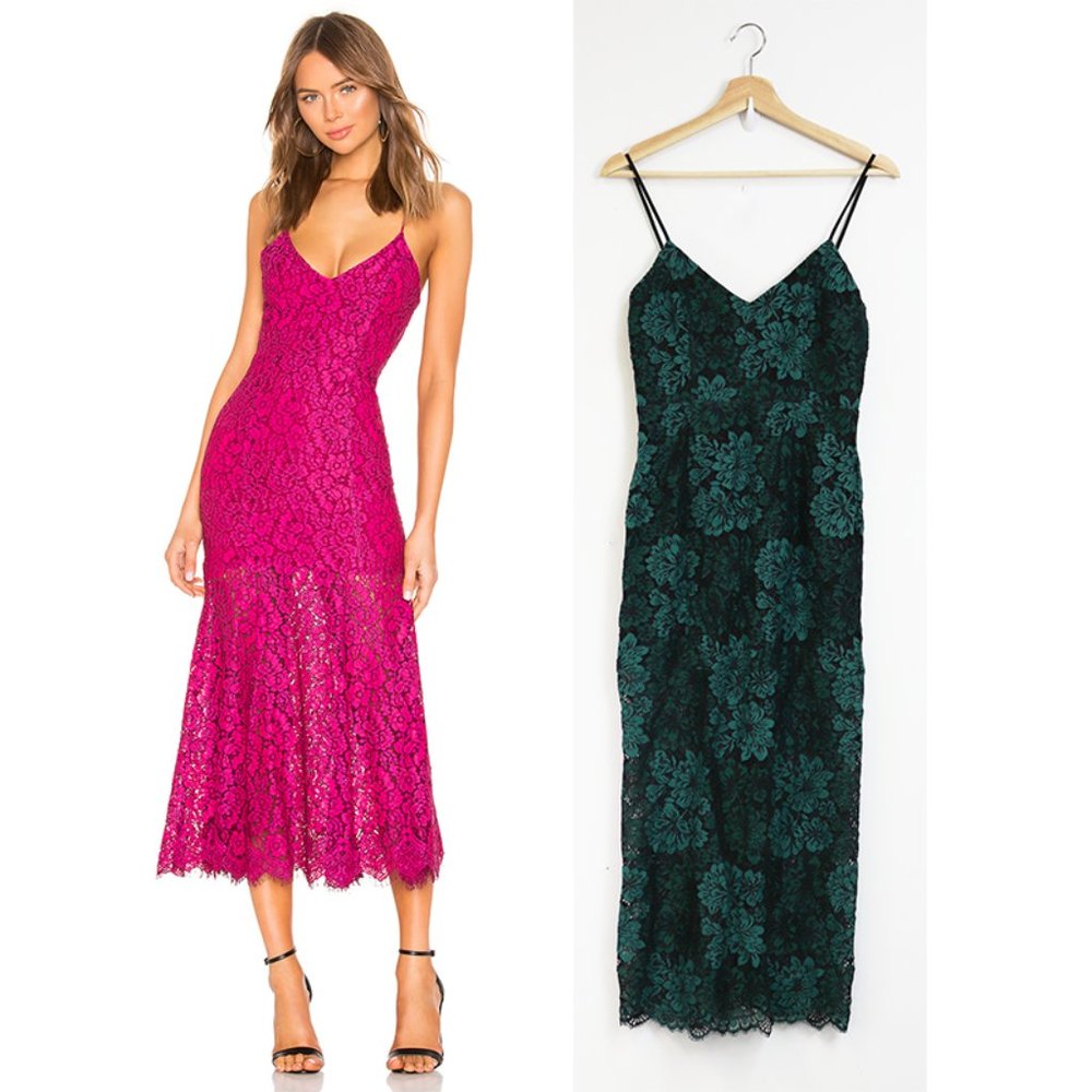 NBD Brielle Embroidered Lace Strappy Midi Dress S